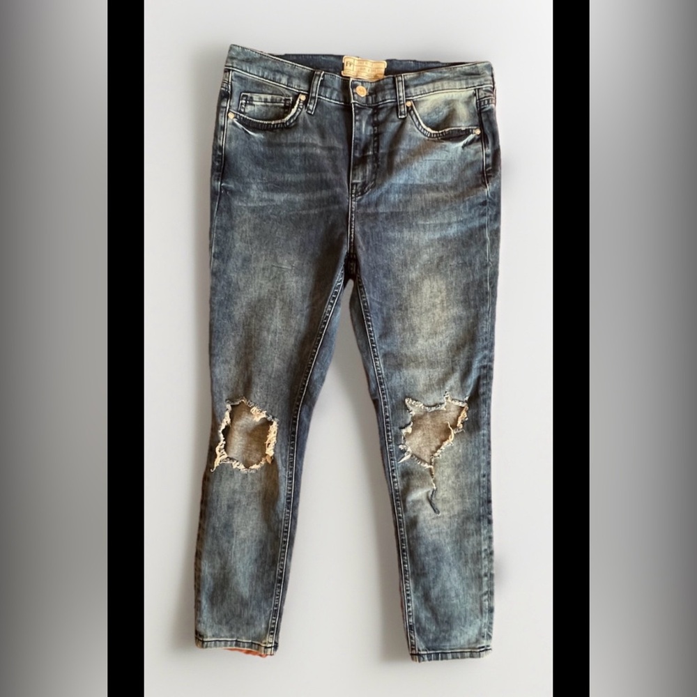 Free People Distressed Skinny Jeans - Blue